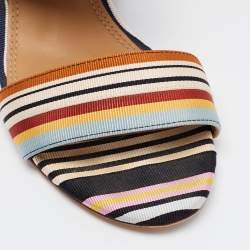 Pre Owned Tory Burch Multicolor Canvas Block Heel Slingback Sandals Size 39