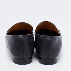 Pre Owned Tory Burch Black Leather Jessa Loafers Size 38.5