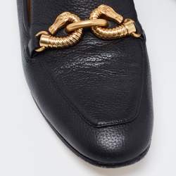 Pre Owned Tory Burch Black Leather Jessa Loafers Size 38.5