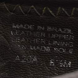 Pre Owned Tory Burch Grey Leather Scrunch Ballet Flats Size 38