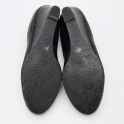 Pre Owned Tory Burch Black Leather Sally Wedge Pumps Size 37