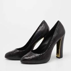 Pre Owned Tory Burch Black Python Pumps Size 37