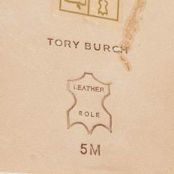 Pre Owned Tory Burch Off White Leather Embellished Flat Sandals Size 35