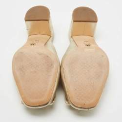 Pre Owned Tory Burch Gold Leather Vail Block Heel Mules Size 38.5