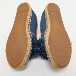 Tory Burch Blue Denim Shaw Espadrilles Flats Size 36.5