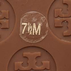 Pre Owned Tory Burch Orange Leather Breely Flower Thong Flats Size 38