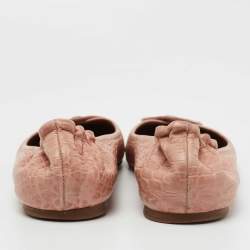 Pre Owned Tory Burch Beige Croc Embossed Leather Reva Ballet Flats Size 39