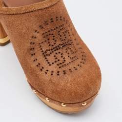 Pre Owned Tory Burch Brown Suede Brayden Slingback Clogs Size 37