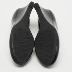 Pre Owned Tory Burch Black Patent Leather Twiggie Wedge Pumps Size 39