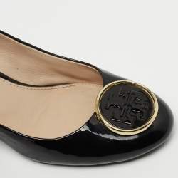 Pre Owned Tory Burch Black Patent Leather Twiggie Wedge Pumps Size 39