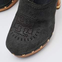 Pre Owned Tory Burch Dark Green Suede Brayden Slingback Platform Clogs Size 37.5