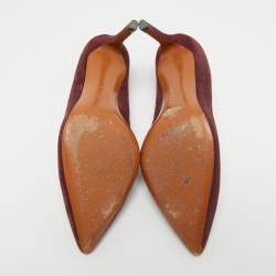 Pre Owned Tory Burch Burgundy Suede Elizabeth Pumps Size 39.5