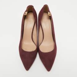 Pre Owned Tory Burch Burgundy Suede Elizabeth Pumps Size 39.5