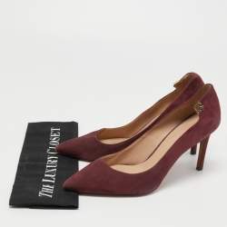 Pre Owned Tory Burch Burgundy Suede Elizabeth Pumps Size 39.5