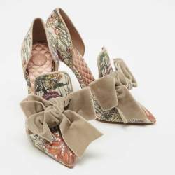 Pre Owned Tory Burch Multicolor Brocade Fabric Pumps Size 36.5