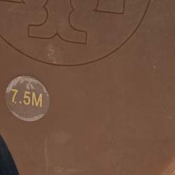 Pre Owned Tory Burch Dark Grey Leather Peep Toe Wedge Pumps Size 38