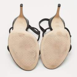 Pre Owned Tory Burch Black Suede Ankle Strap Sandals Size 38.5