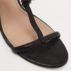 Pre Owned Tory Burch Black Suede Ankle Strap Sandals Size 38.5