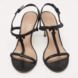 Pre Owned Tory Burch Black Suede Ankle Strap Sandals Size 38.5