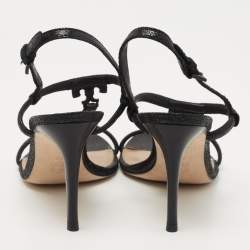 Pre Owned Tory Burch Black Suede Ankle Strap Sandals Size 38.5