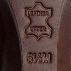 Pre Owned Tory Burch Dark Brown Leather Ankle Length Wedge Boots Size 37