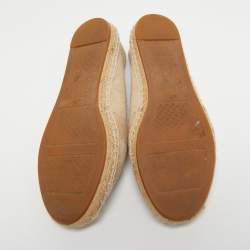 Pre Owned Tory Burch Beige Canvas Weston Espadrilles Flats Size 37
