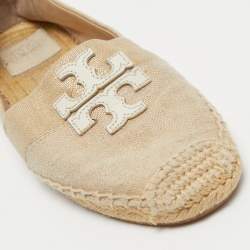 Pre Owned Tory Burch Beige Canvas Weston Espadrilles Flats Size 37