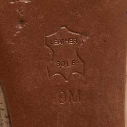 Pre Owned Tory Burch Beige Fabric and Leather Bow Penny Wedge Sandals Size 39.5