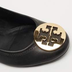 Pre Owned Tory Burch Black Leather Sally Wedge Pumps Size 38