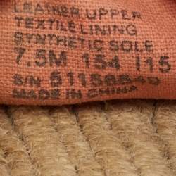 Pre Owned Tory Burch Pink/Red Leather Flat Espadrilles Size 38