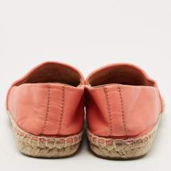 Pre Owned Tory Burch Pink/Red Leather Flat Espadrilles Size 38