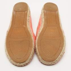Pre Owned Tory Burch Pink/Red Leather Flat Espadrilles Size 38