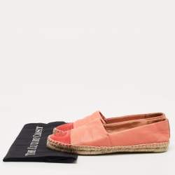 Pre Owned Tory Burch Pink/Red Leather Flat Espadrilles Size 38