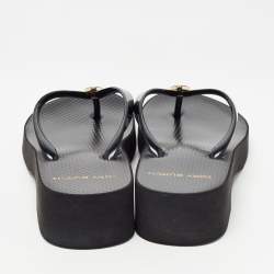 Pre Owned Tory Burch Black Rubber Thong Slides Size 37.5