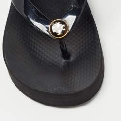 Pre Owned Tory Burch Black Rubber Thong Slides Size 37.5