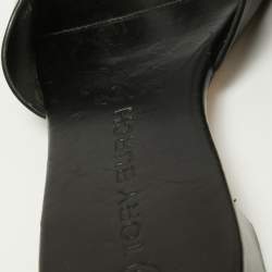 Pre Owned Tory Burch Black Leather Bombe Miller Slide Sandals Size 36.5