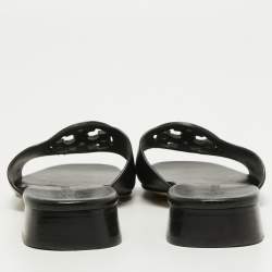 Pre Owned Tory Burch Black Leather Bombe Miller Slide Sandals Size 36.5