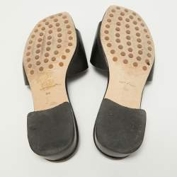 Pre Owned Tory Burch Black Leather Bombe Miller Slide Sandals Size 36.5