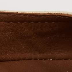 Pre Owned Tory Burch Brown/Off White Leather Ballet Flats Size 38.5