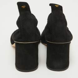 Pre Owned Tory Burch Black Suede Block Heel Pumps Size 40.5