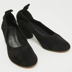 Pre Owned Tory Burch Black Suede Block Heel Pumps Size 40.5