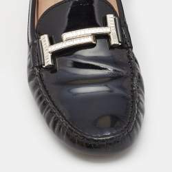 Pre Owned Tod's Black Patent Leather Slip On Loafers Size 37