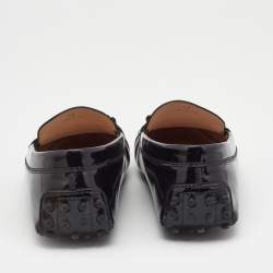 Pre Owned Tod's Black Patent Leather Slip On Loafers Size 37