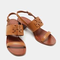 Pre Owned Tory Burch Brown Leather Lowell Sandals Size 37