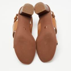 Pre Owned Tory Burch Brown Leather Lowell Sandals Size 37