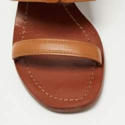 Pre Owned Tory Burch Brown Leather Lowell Sandals Size 37