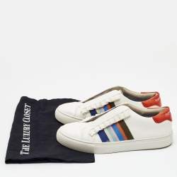 Pre Owned Tory Burch Multicolor Leather Rainbow Strap Sneakers Size 38.5