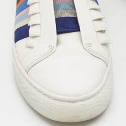 Pre Owned Tory Burch Multicolor Leather Rainbow Strap Sneakers Size 38.5