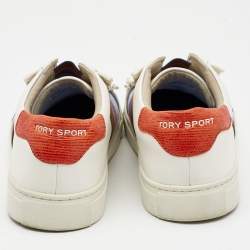 Pre Owned Tory Burch Multicolor Leather Rainbow Strap Sneakers Size 38.5