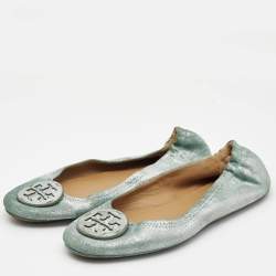 Tory Burch Metallic Suede Minnie Ballet Flats Size 40